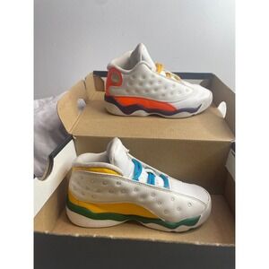 Nike Air Jordan 13 Retro Toddler Shoes White Yellow Orange Purple Green 9C
